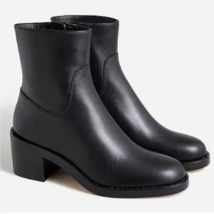 J. Crew Stacked Heel Leather Ankle Boots